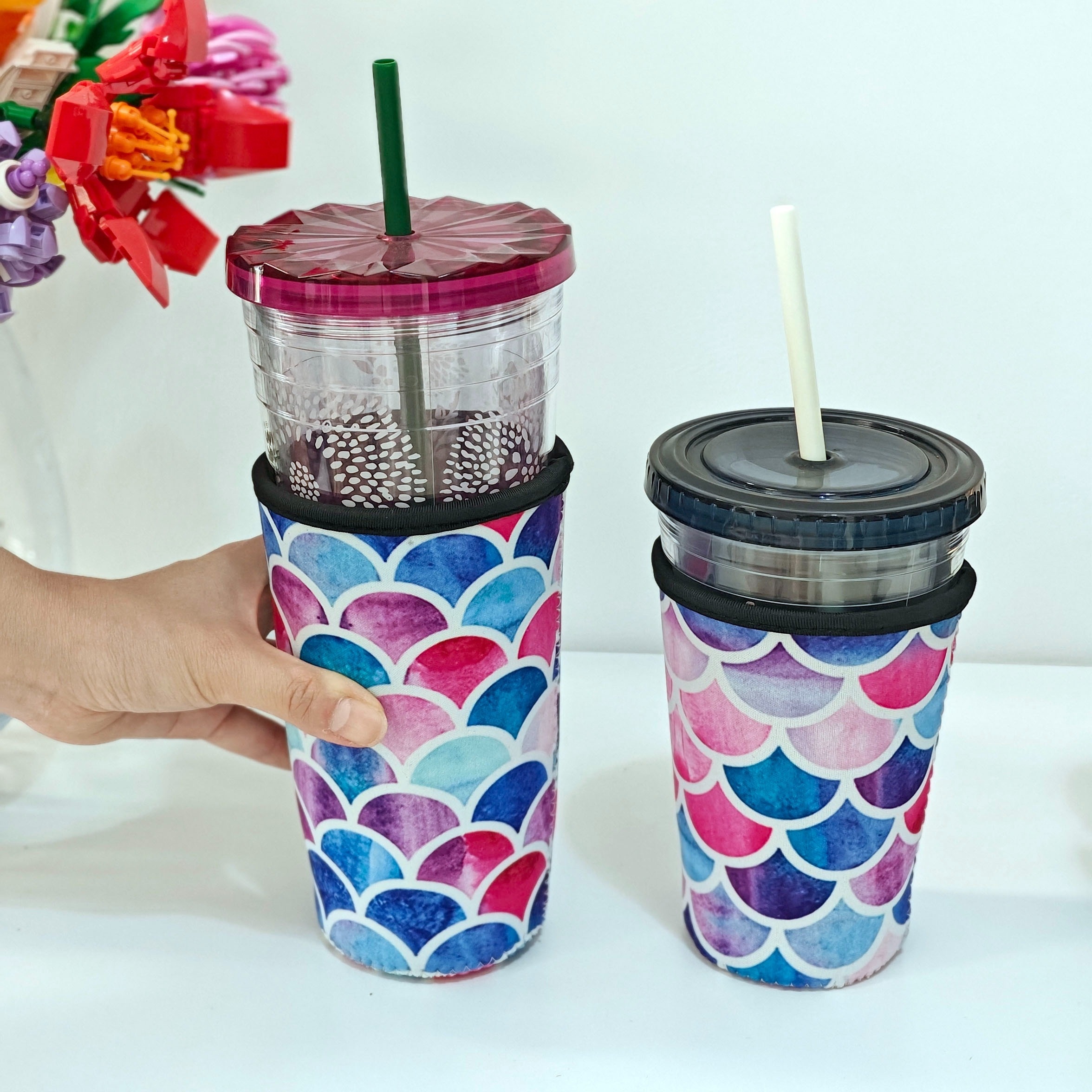 Colorful Neoprene Cup Sleeve With Handle - Heat Resistant