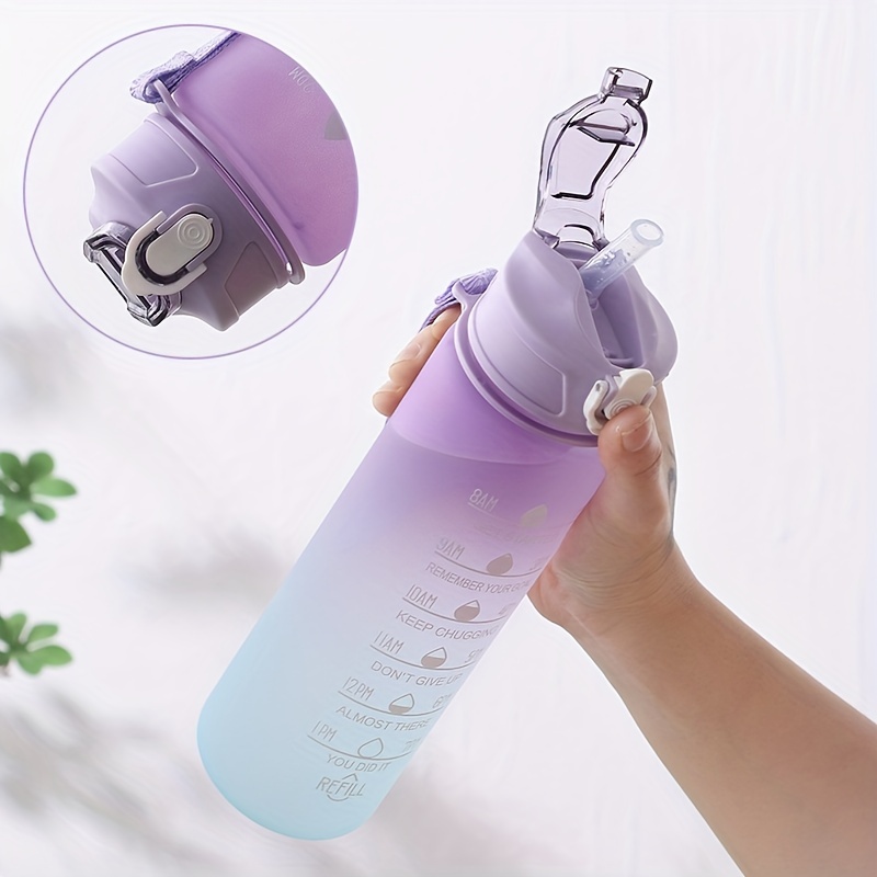 900ML Sports Water Bottle with Time Marker Leak-proof Cup