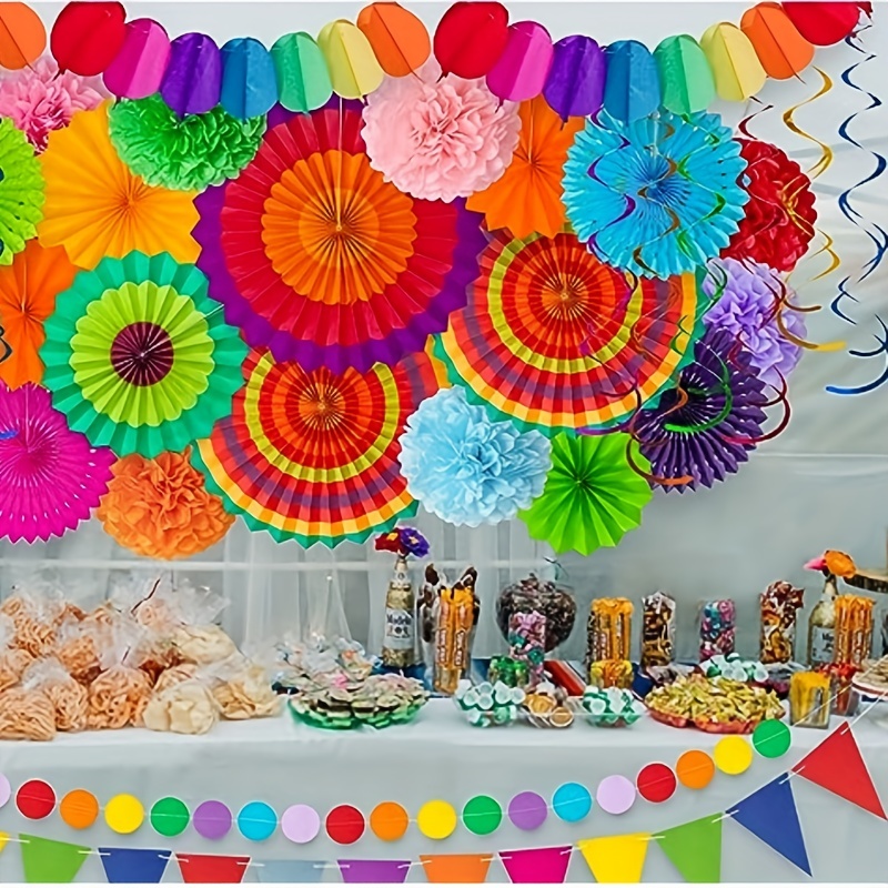 Novelty Hanging Paper Fans Party Vibrant Colorful - Temu