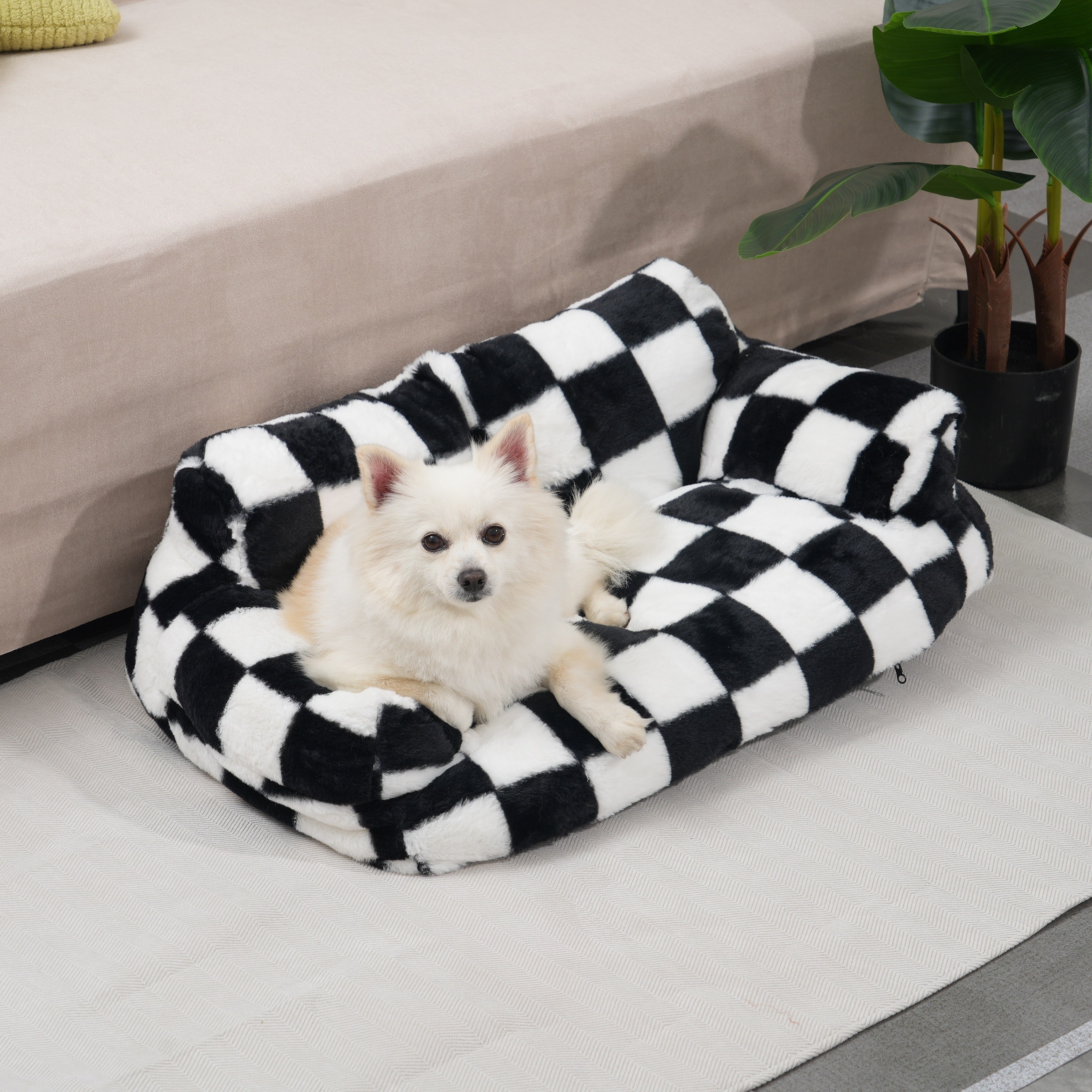 Black and deals white plaid sofa