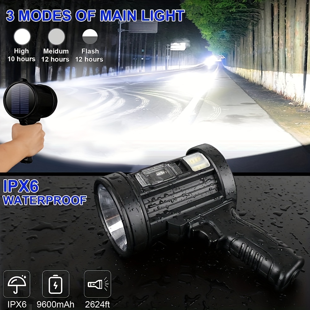 LAMPE TORCHE 4000 LUMENS 200W LED 3 MODES FLASHLIGHT SUPER PUISSANT + PILE