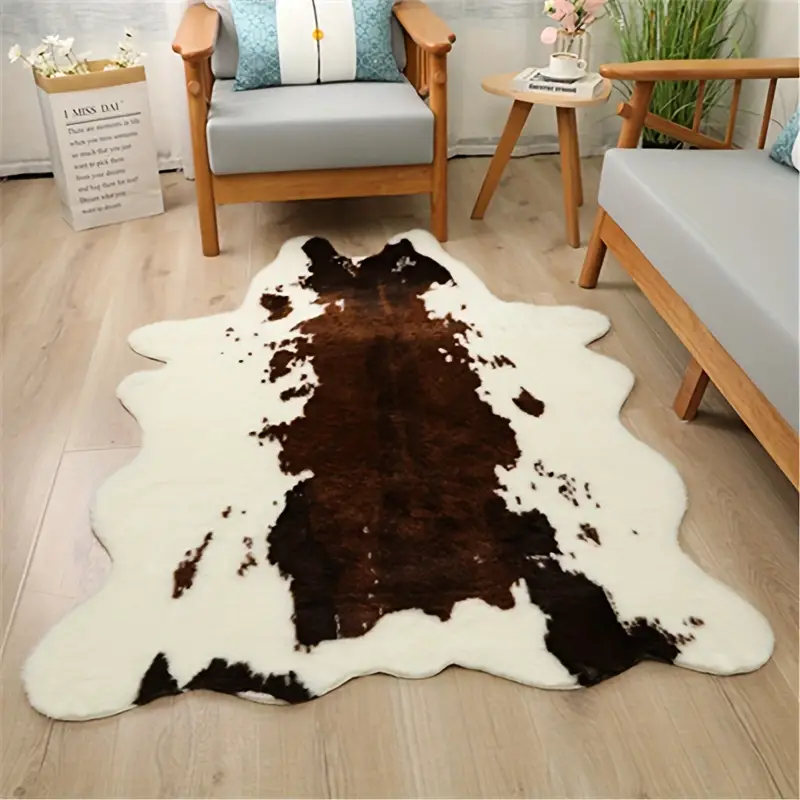 Durable Faux Cowhide Rug Washable Low Pile Perfect Bedroom Temu