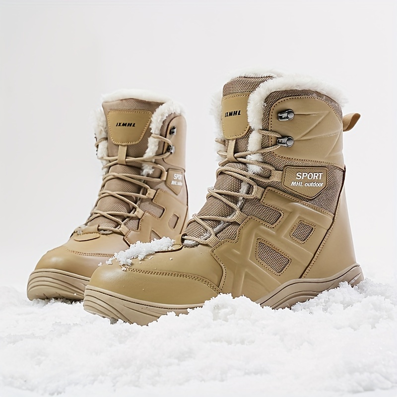 Mens Snow Boots Combat Boots Winter Thermal Shoes Windproof Hiking