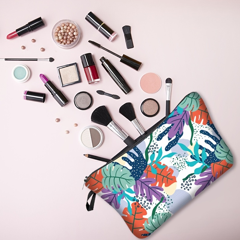 Leaves Pattern Travel Cosmetic Bag - Portable Makeup Organizer
