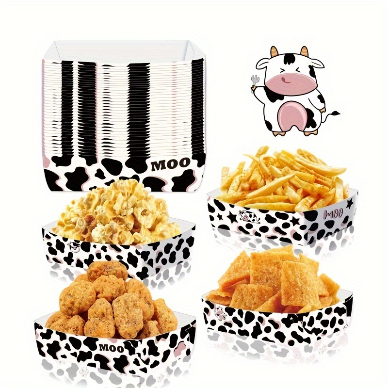 24pcs cow square boxes popcorn paper bags disposable food   box     theme birthday parties party decorations food storage supplies kitchen supplies details 3