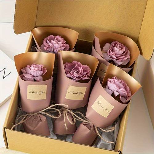 set of 5 imaginative faux flower paper mini roses in a gift box valentines day birthday celebrations wedding decor and room embellishments