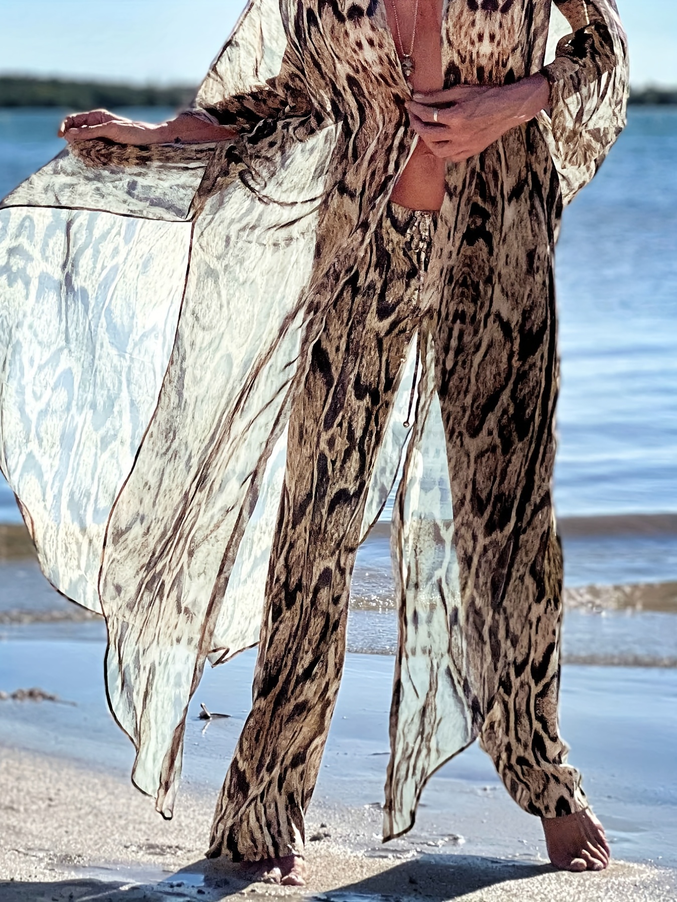 Oceanside Printed - Flared Beach Pants