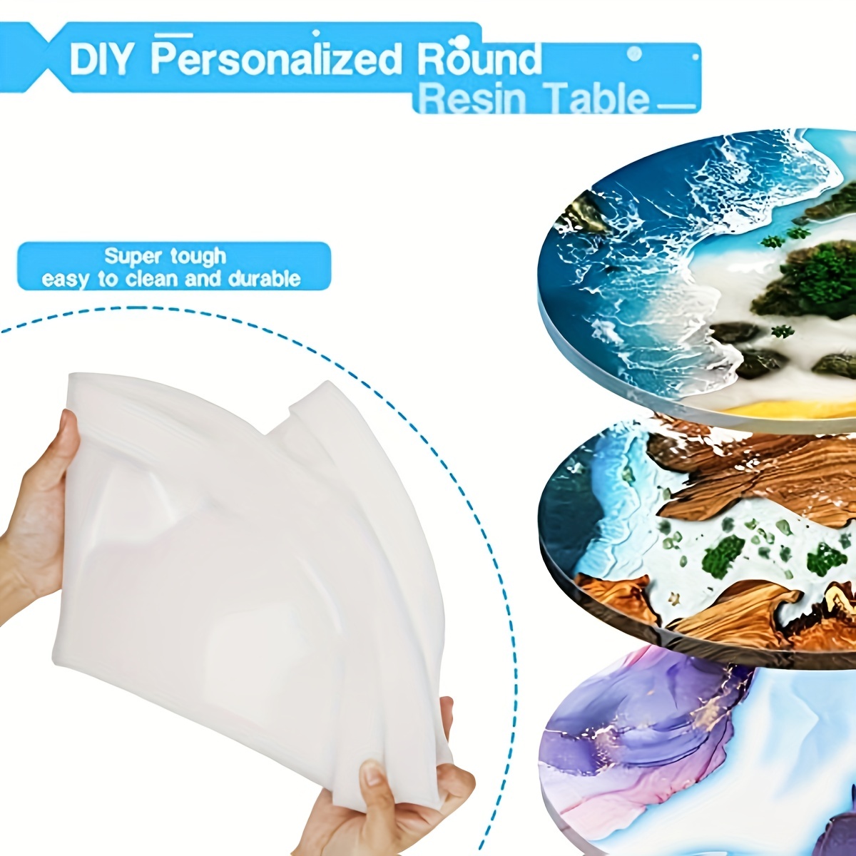 Round Table Crystal Epoxy Resin Molds Large Size Resin Mold - Temu