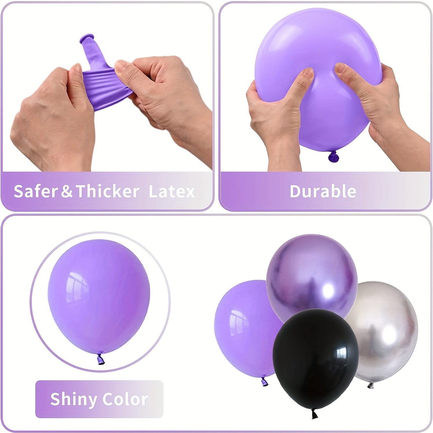 Purple And Black Silvery Balloons Purple Balloons - Temu