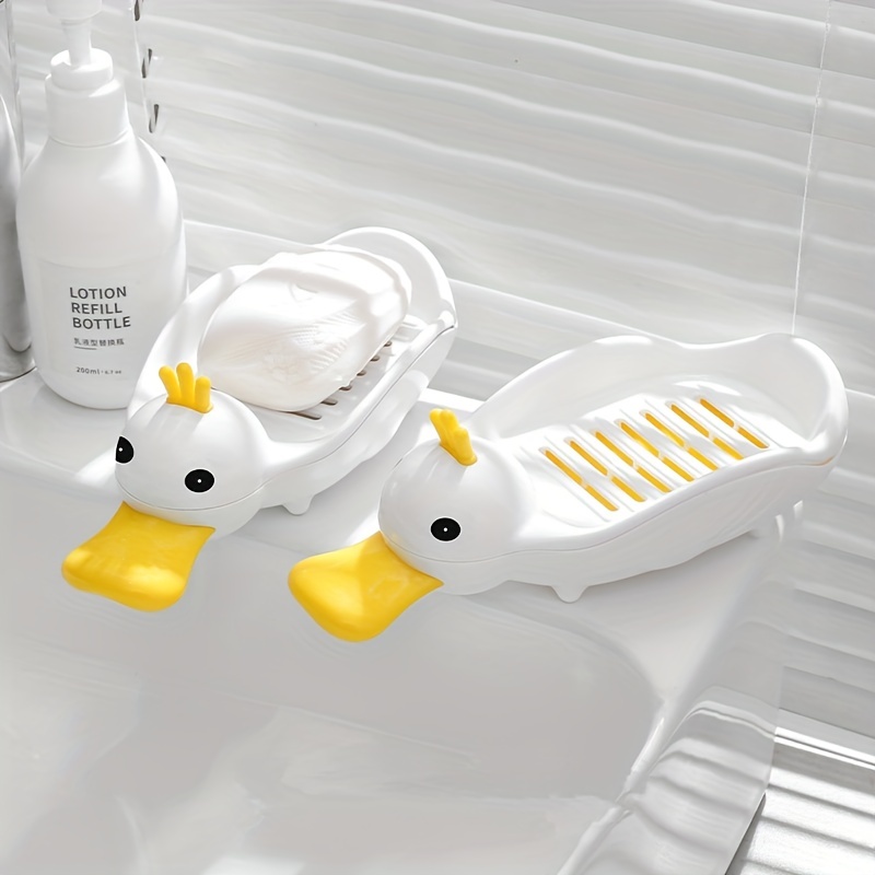 Soap Dish Self Draining Soap Holder Cute Duck Shape Soap Rack for Shower  Bathroom Tub Kitchen Sink CeramicTray Holder