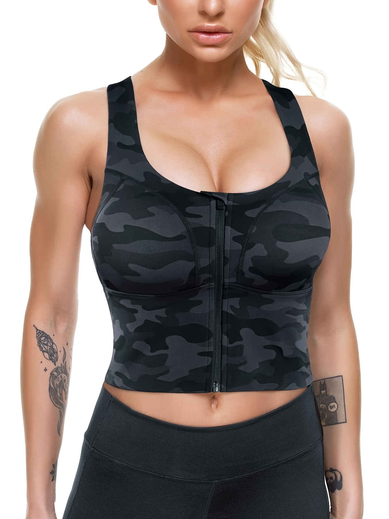 Sports Bras Zip Front Fitness Gym Yoga Workout Crop Tops - Temu