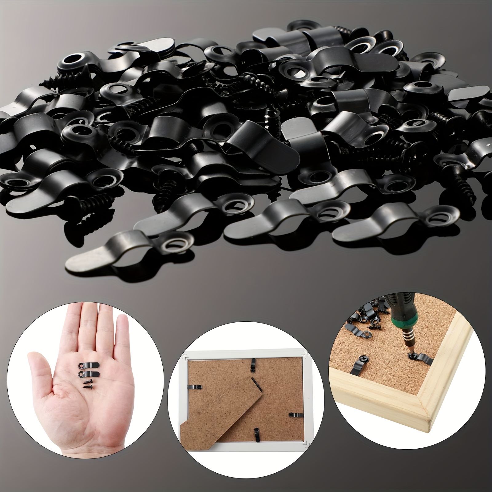 100pcs Picture Frame Turn Button Fasteners Set, Picture Frame Backing Clips  Photo Frame Hardware Clips With 100pcs Screws For Hanging Pictures, Photo