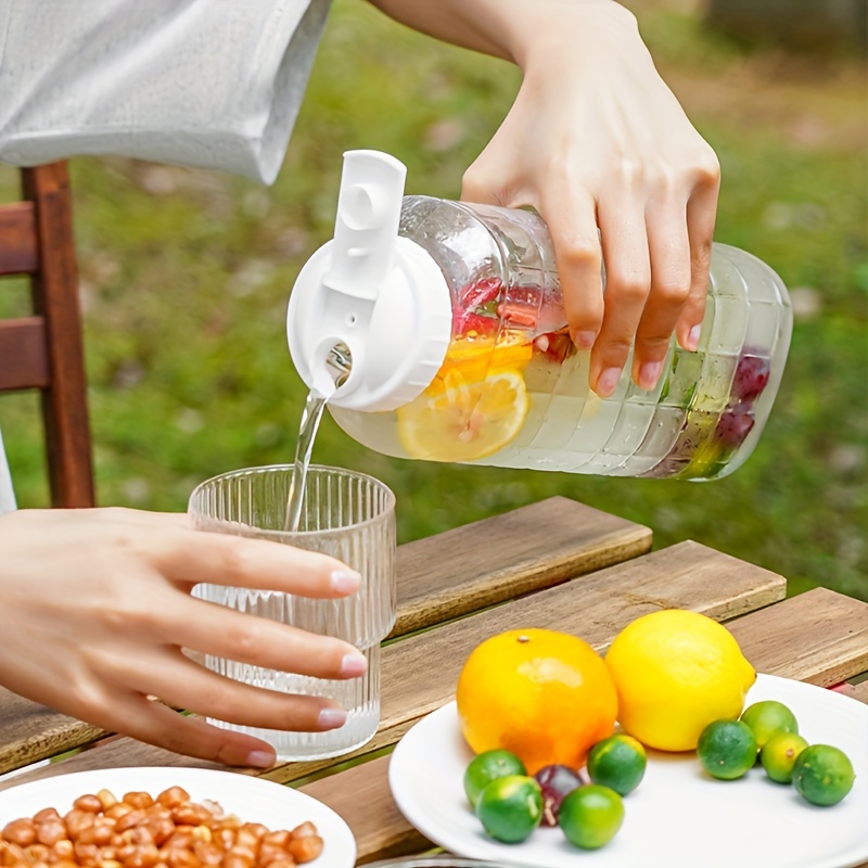 Tradineur - Jarra de cristal para agua con tapa de plástico