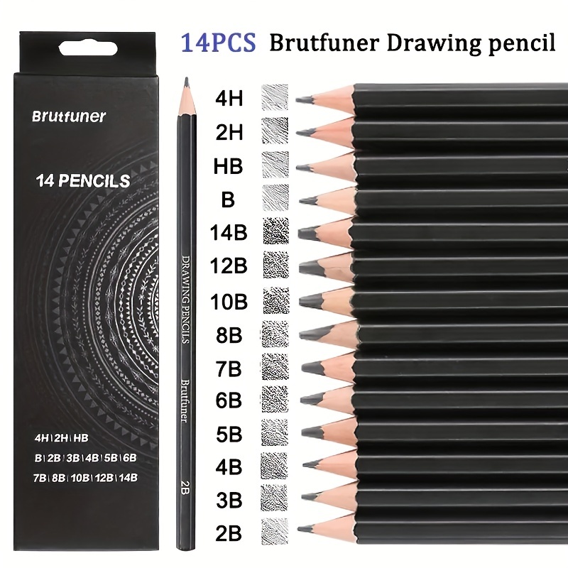 12/14PCS Set Professional Sketch Drawing Pencil Set HB 2B 6H 4H 2H