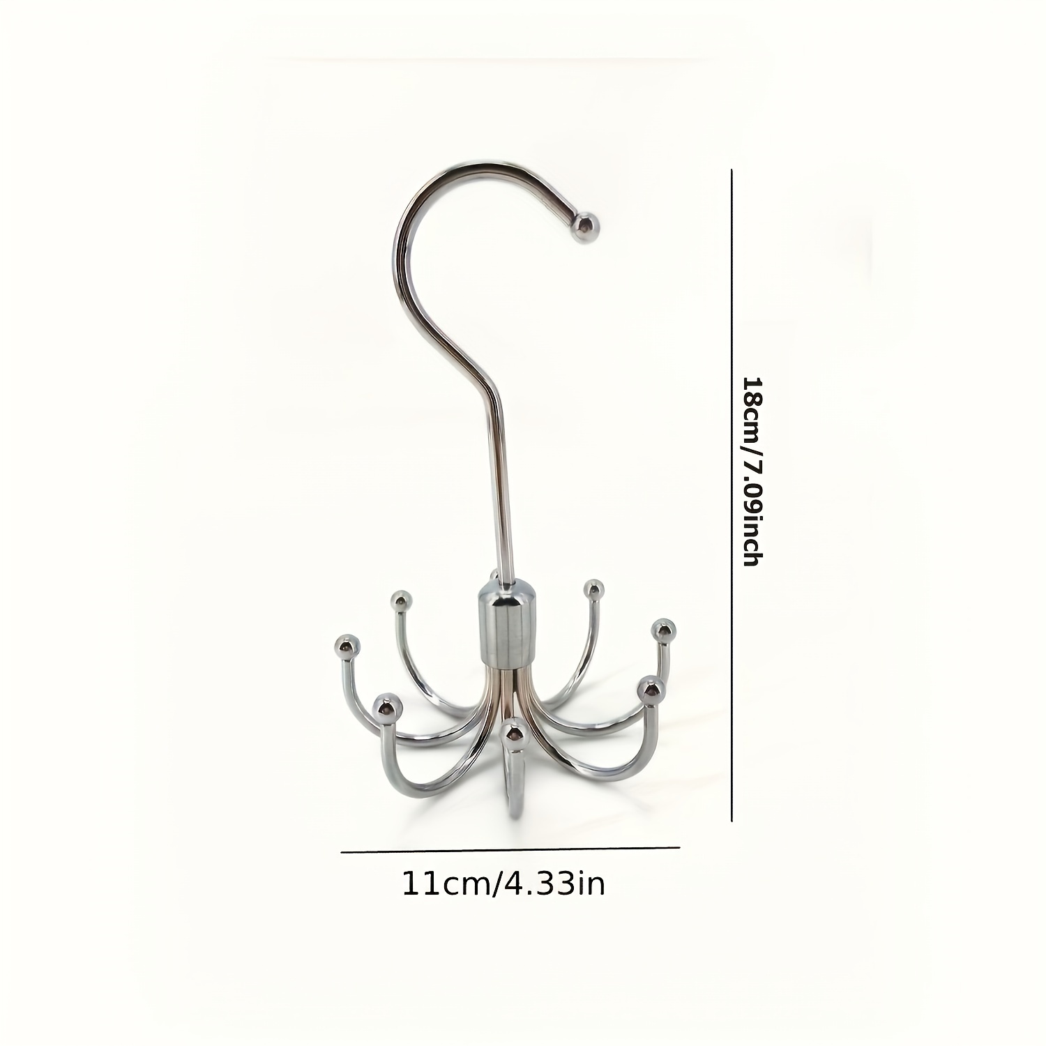 Stainless Steel Rotatable Rack Hook, Hanging Belt Hanger, 8-claw