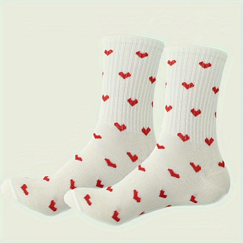 Pack 3 calcetines algodón corazones rojo, Calcetines de mujer