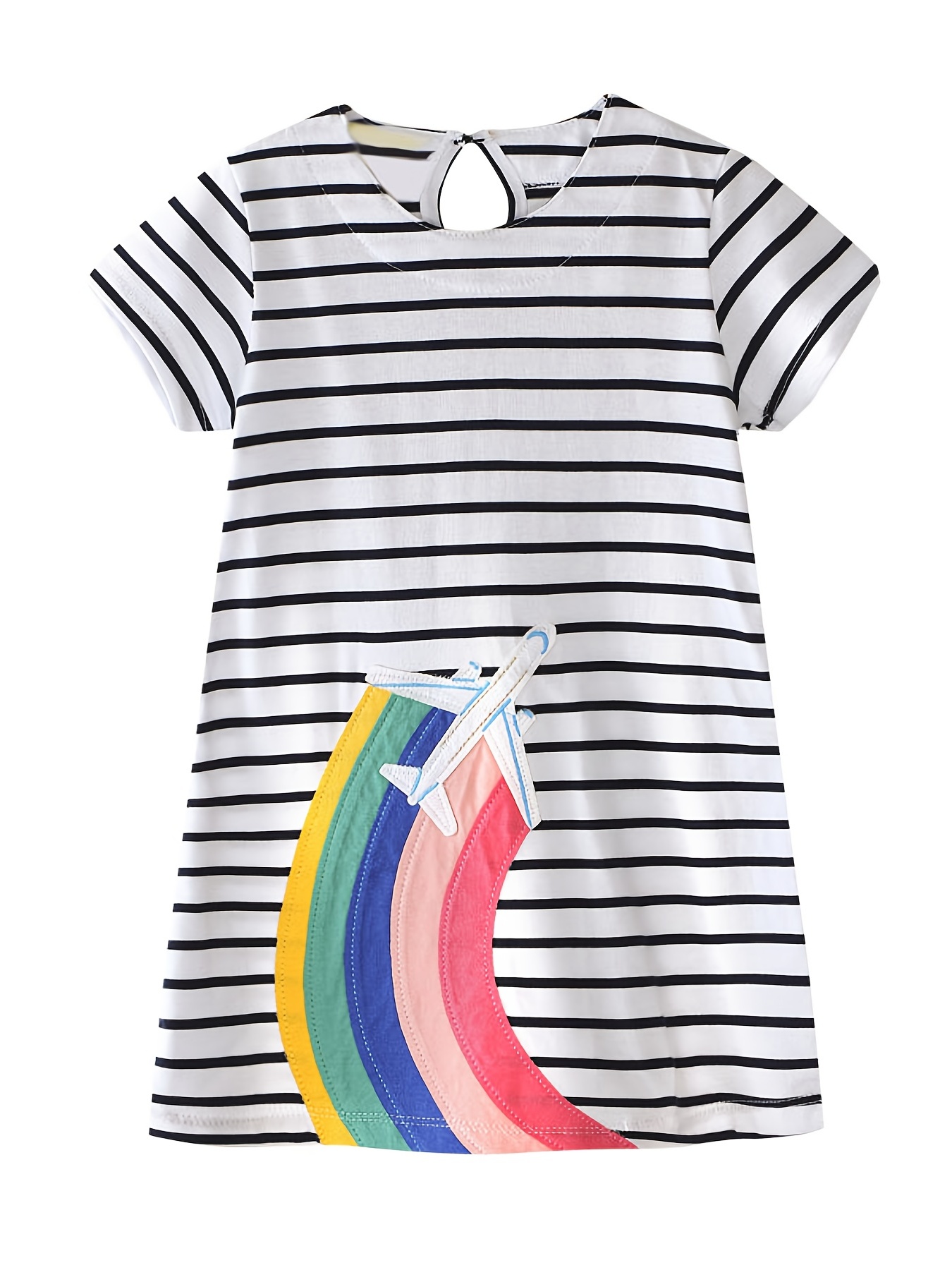 Mini Boden Rainbow Stripe Sweatshirt Dress in Grey