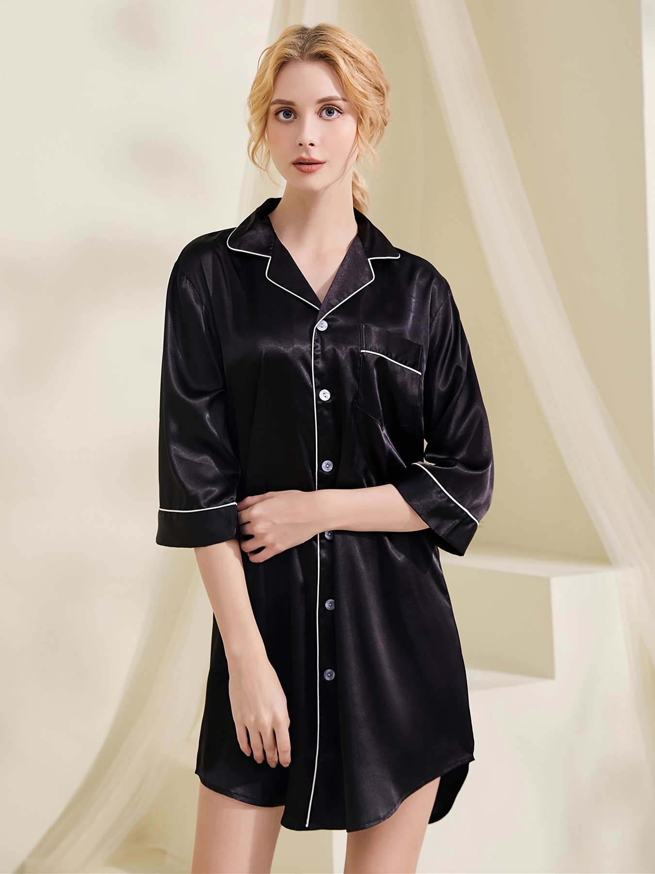 Girls Nightshirt Dress Button Nightgown Short Sleeve - Temu Canada
