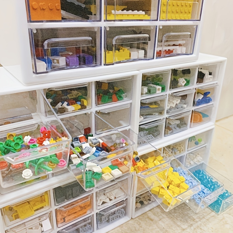 1pc Gebäudeblock-Aufbewahrungsbox, kleine Teilchen-Organizer-Box,  Kinder-Spielzeug-Aufbewahrungsbox, Schubladen-Typ transparente