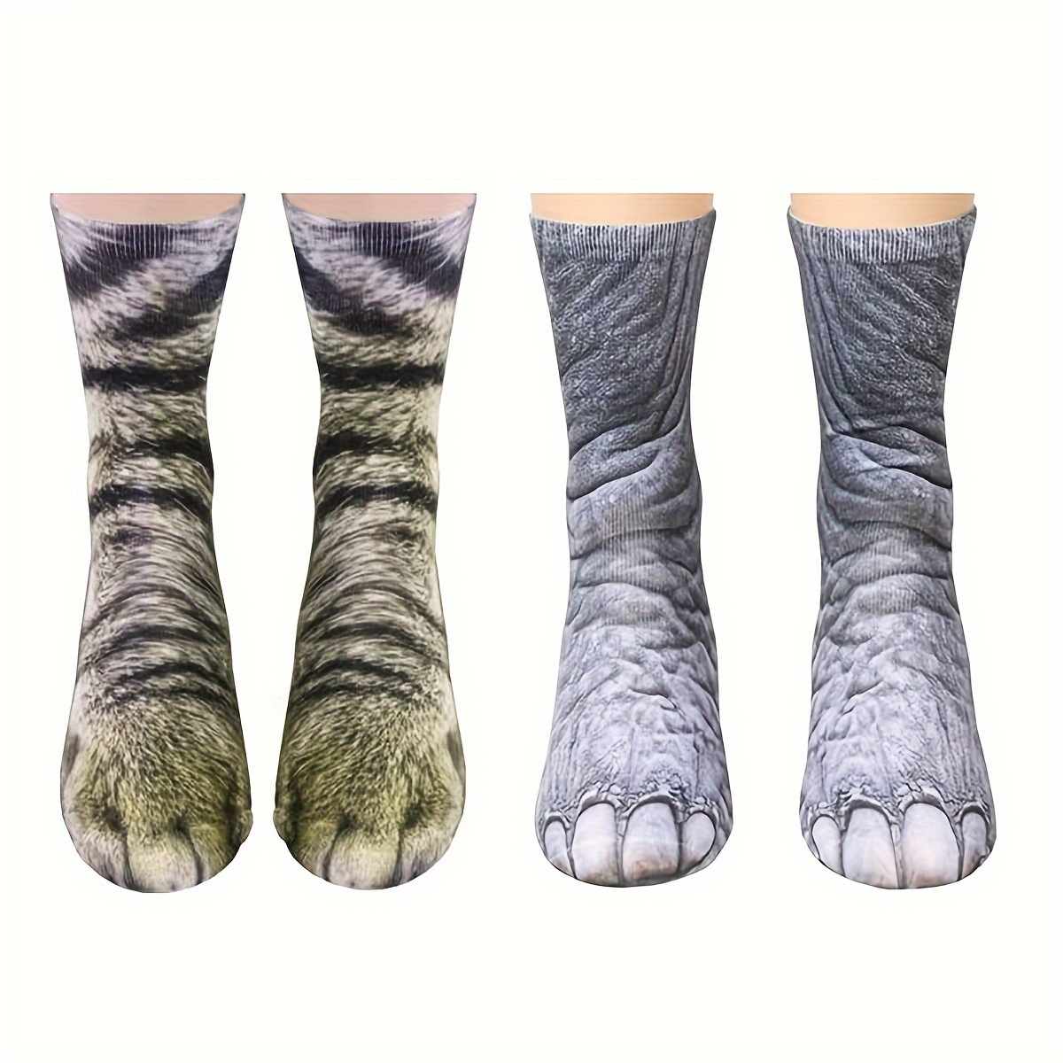 Funny Socks Adult Kids Elastic Sock Animal Paw Feet Crew 3D Print