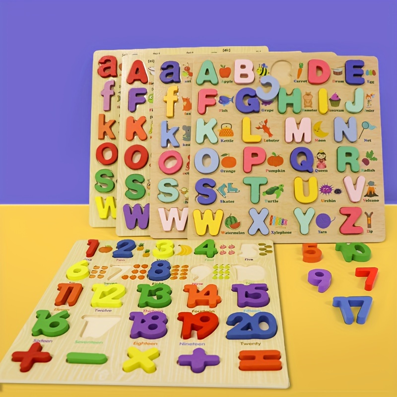 Kids Early Educational Montessori Toys ABC Puzzle Digital Wooden Toys Jigsaw  Letter Alphabet Number Puzzle Baby Toys Gifts