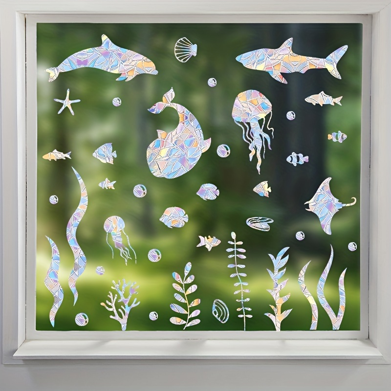 Color Window Stickers Underwater Animals Rainbow Prism - Temu