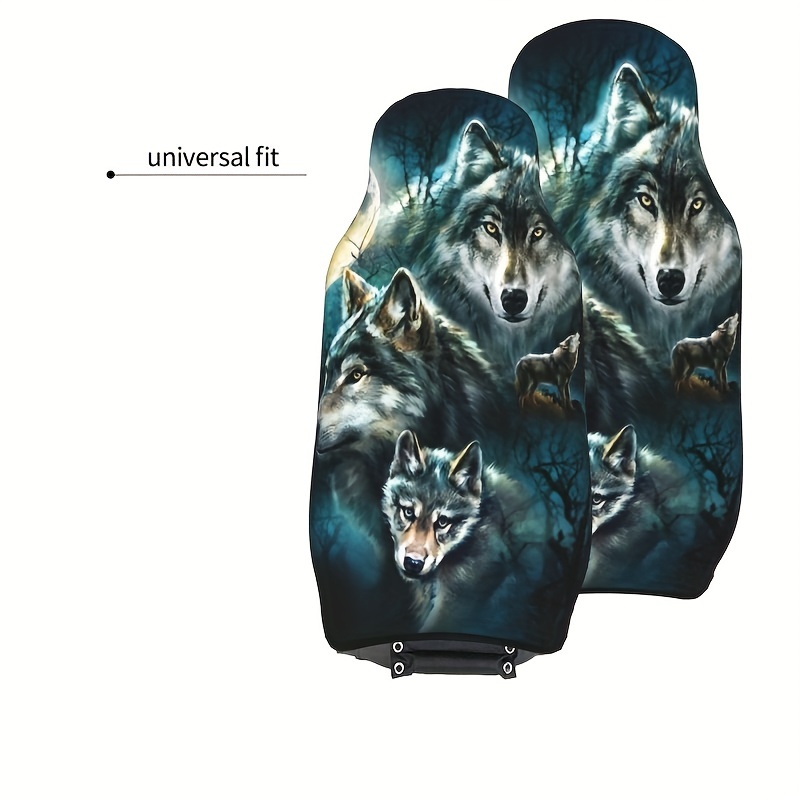 Wolf Printed Men Car Seat Cover Front Seats Only Full Set of 2