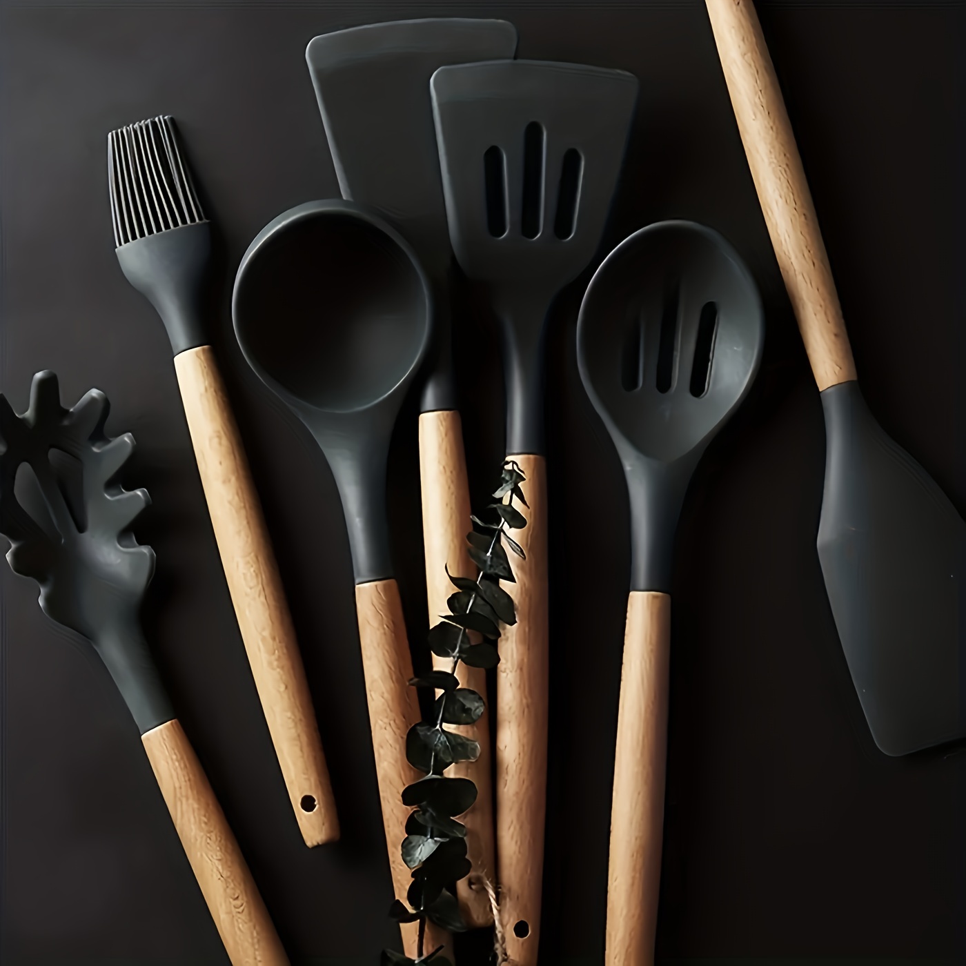 Collection Of Kitchen Utensils Used For Cooking Black Metal Whisks