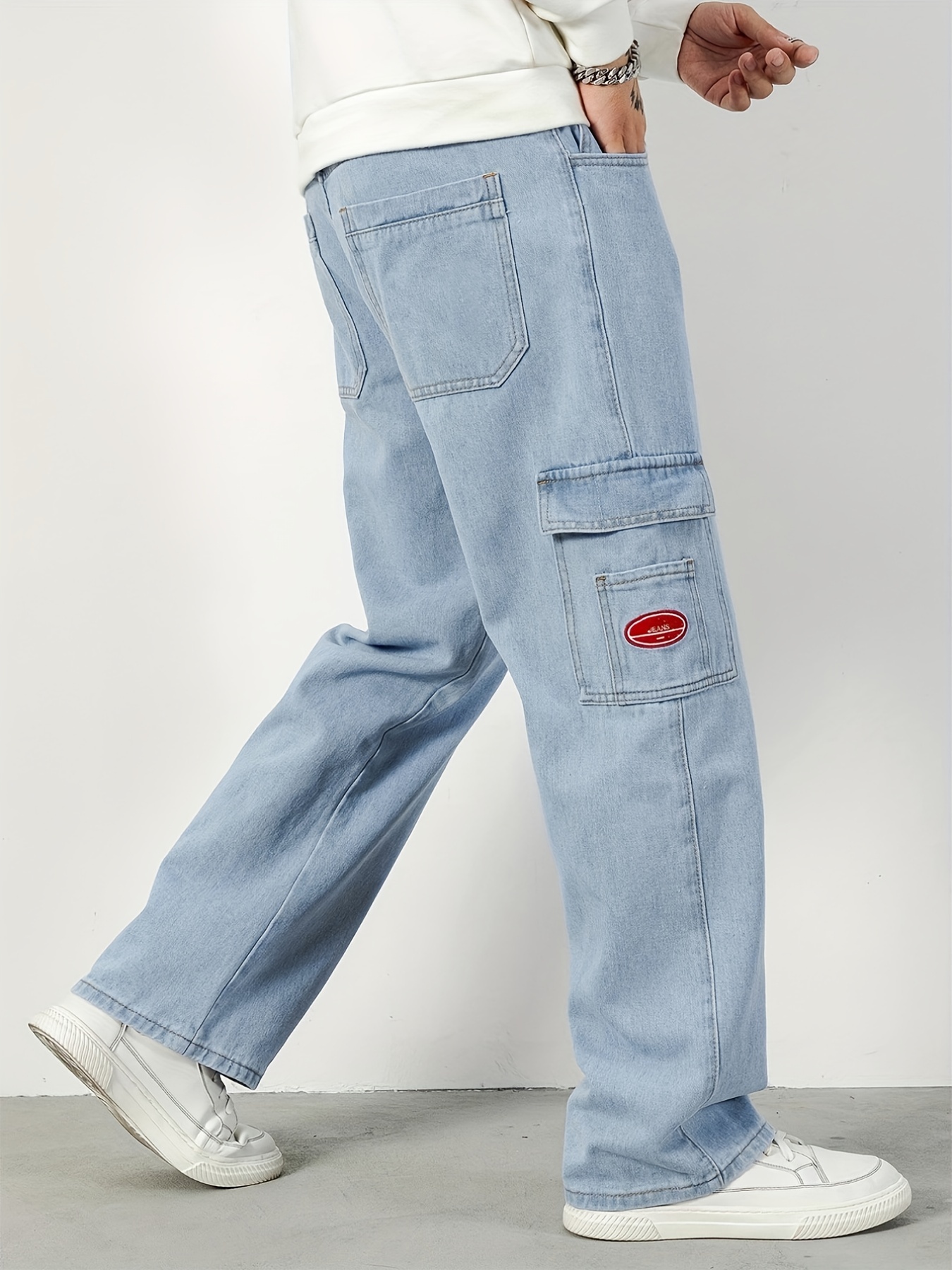 DENIM CLASSIC CARGO PANTS - LIGHT