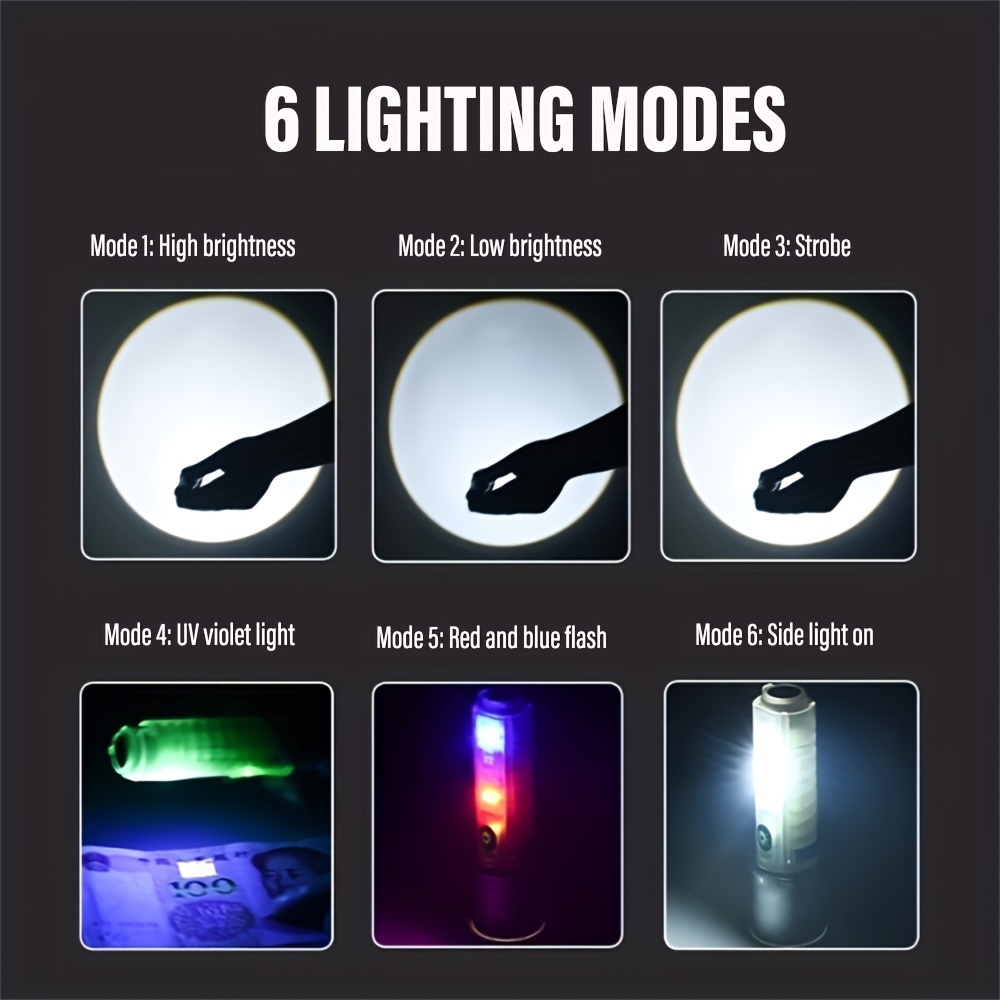 Linterna LED Recargable USB con 3 Modos de enfoque para Senderismo