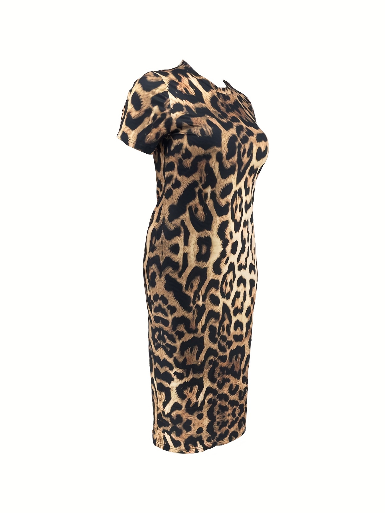 Plus Size Casual Dress Women's Plus Leopard Print Short - Temu