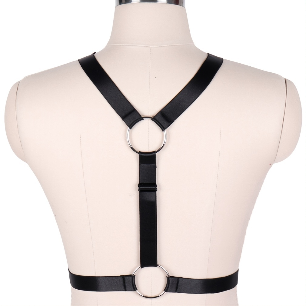 Buy Men's Leather Body Chest Harness Belt Adjustable Buckles Ring