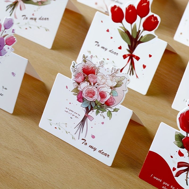 12pcsBeautiful Creative Ins Wind Simple Greeting Card Three-dimensional  Birthday Wishes Thanks To Teachers' Day Fresh Mini Gift Card