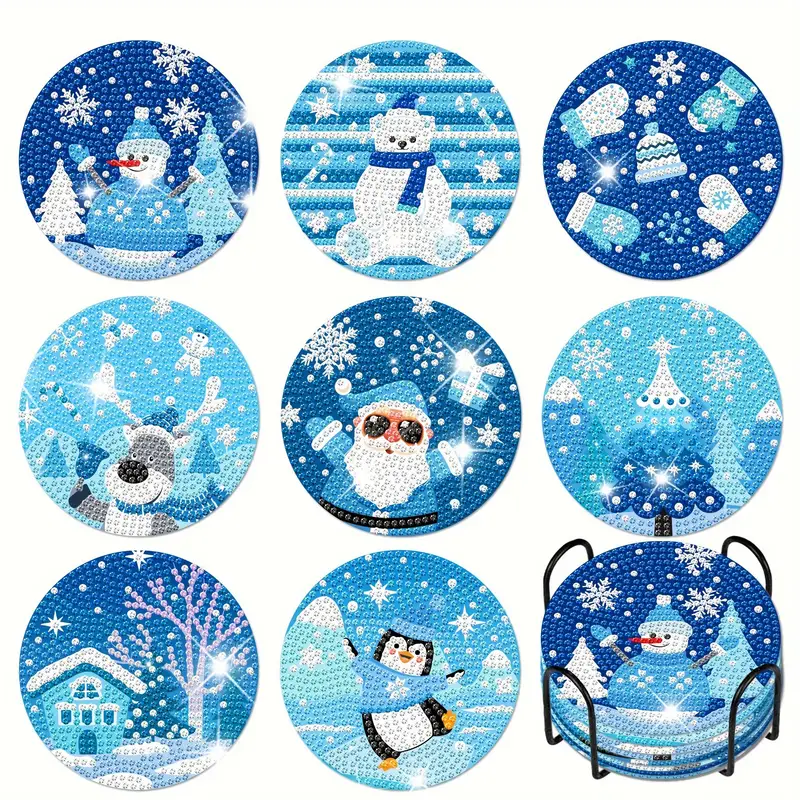 Diy Winter Diamond Painting Coasters Snowman - Temu