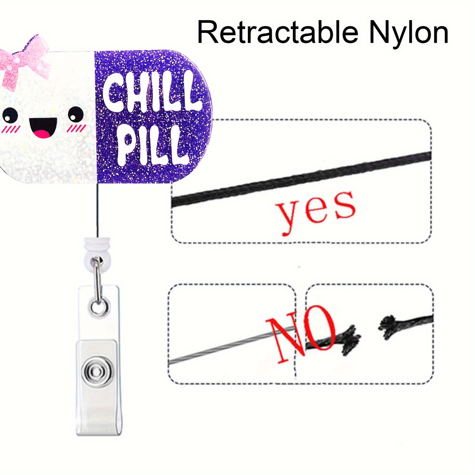 1pc 2024 Nurse Chill Pill Badge Reel Retractable ID Badge Holder