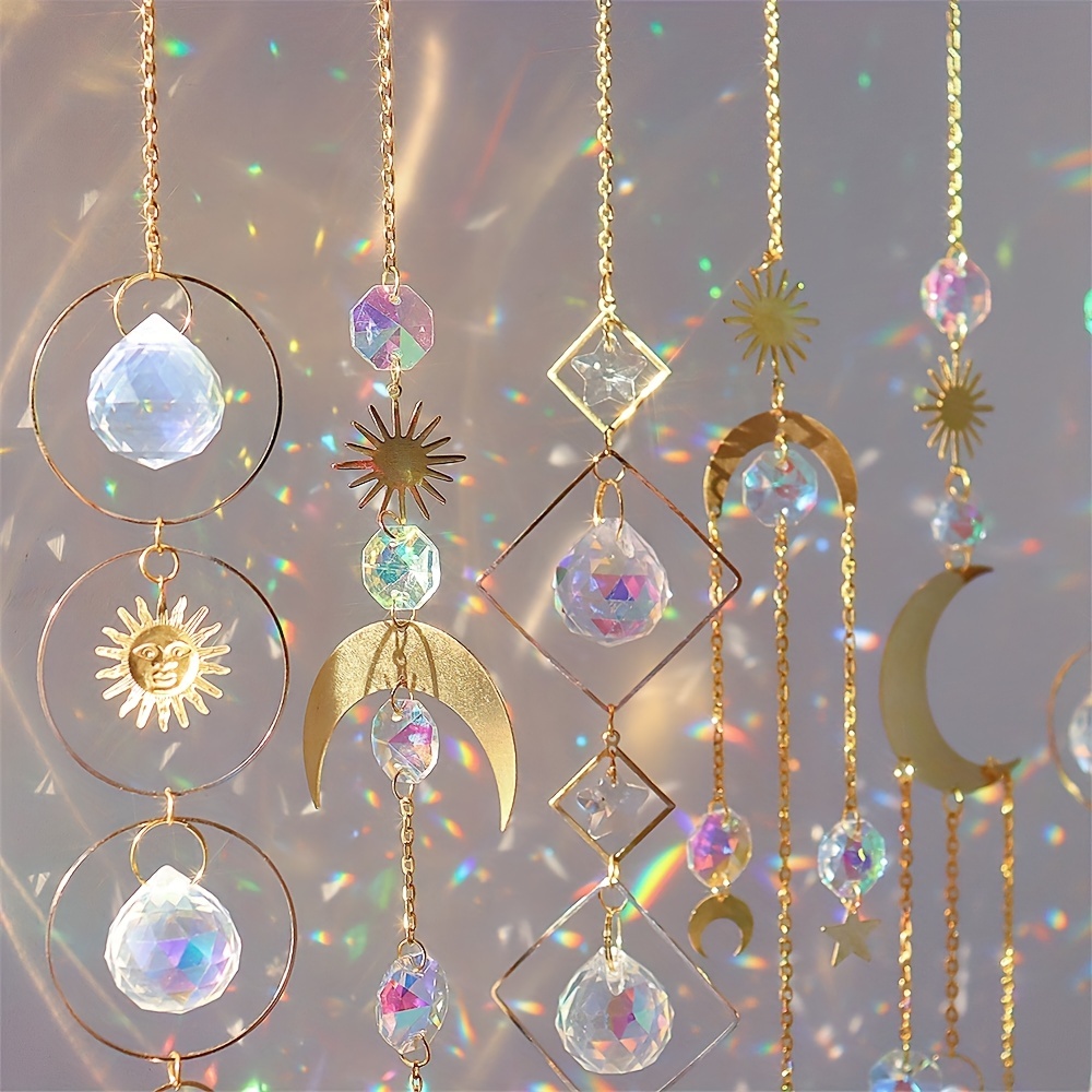 1 pièce Coloré Cristal Lune Suspendu Ornement , Perle Cristal Pendentif  Décoration Pour Domicile , Jardin , Fenêtre , Fête, Mode en ligne