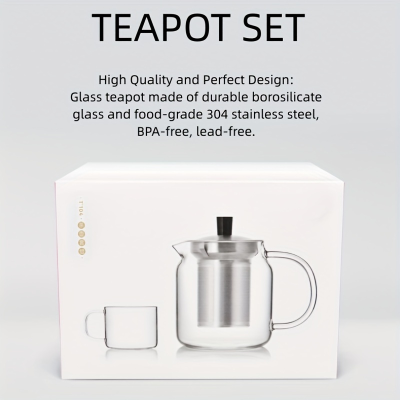 550ml White Tea Kettle Glass Teapot Handle Crystal Clear Stovetop