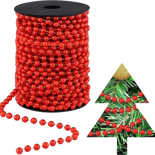 8 Feet Christmas Tree Candy Beads Garland Plastic Red and White Bead Garland for Christmas Wedding Decoration,1pc, Size: 8