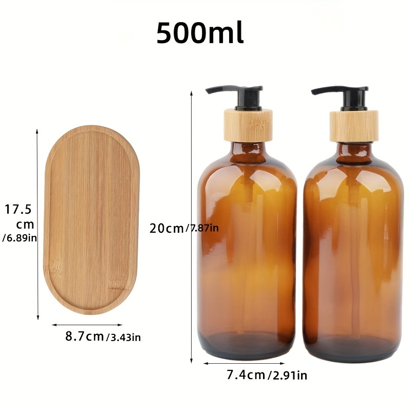 1/3Pcs Plastic Kitchen Dish Soap Dispenser 500ml Lotions Bottles Wooden Tray