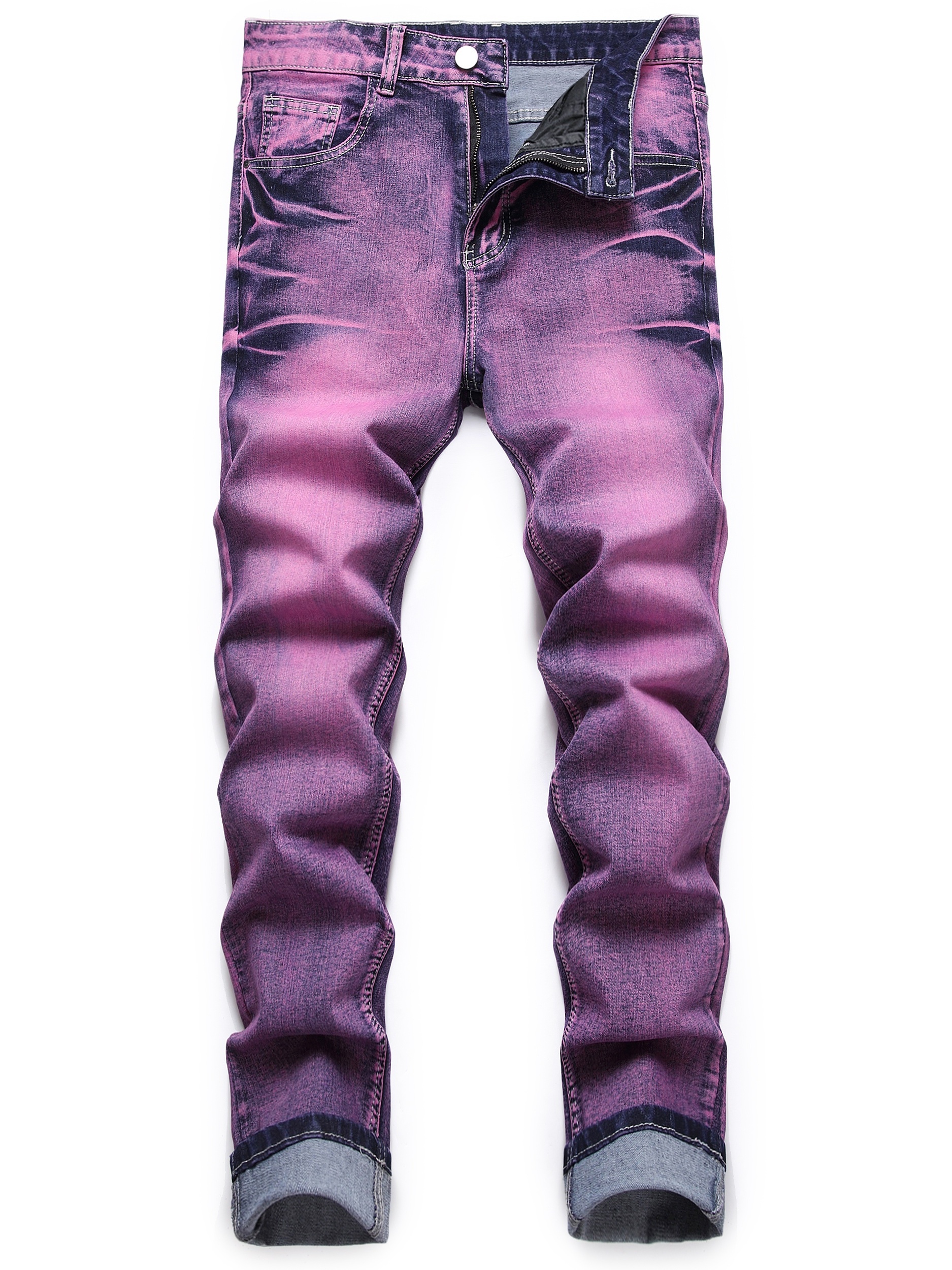Y2k Punk Style Tie Dye Printed Jeans Men's Casual Street - Temu