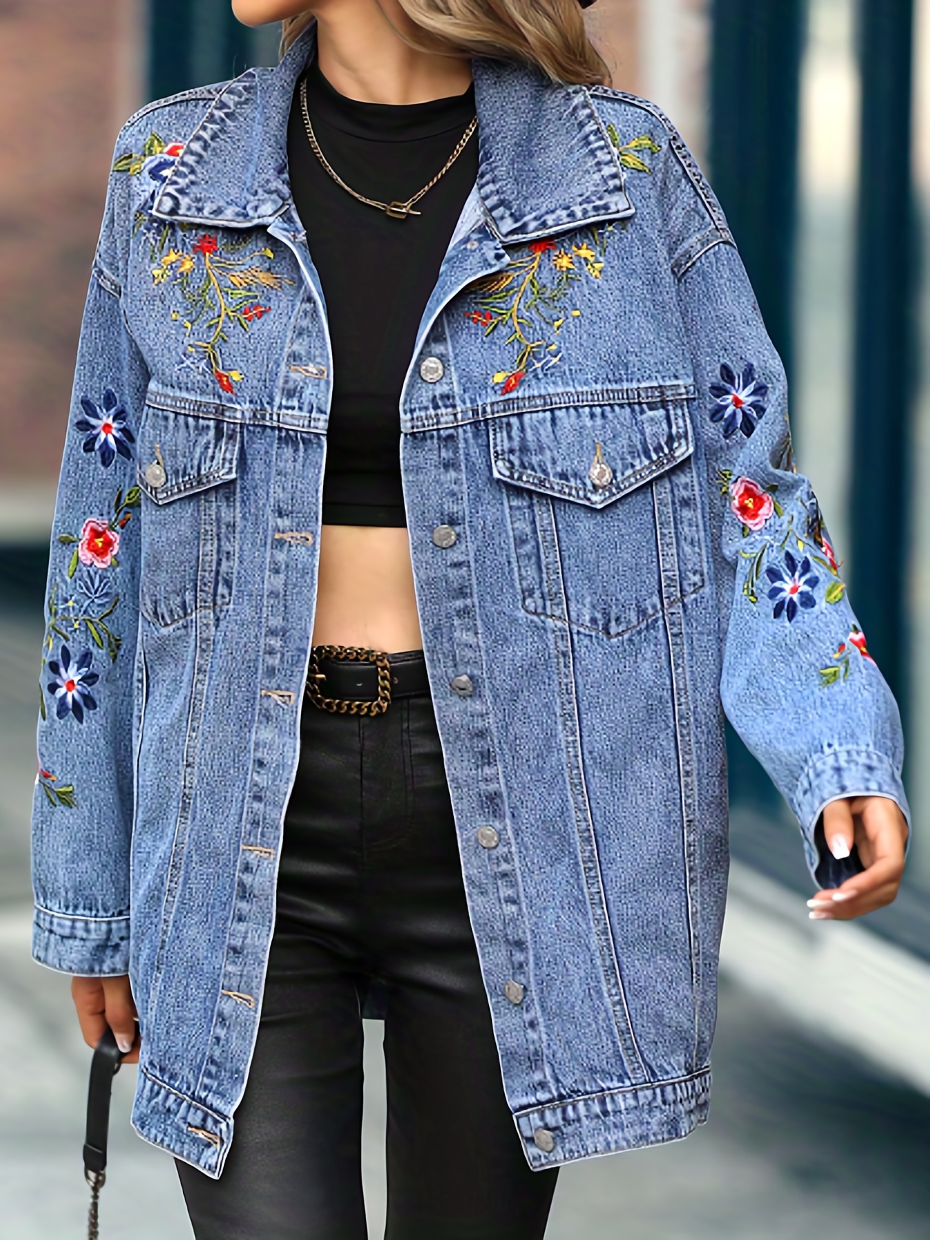 Women's Boyfriend Washed Denim Coat Jacket Ladies Long Sleeve Button Ripped  Stretchy Jean Jackets Tops with Pockets at  Women's Coats Shop