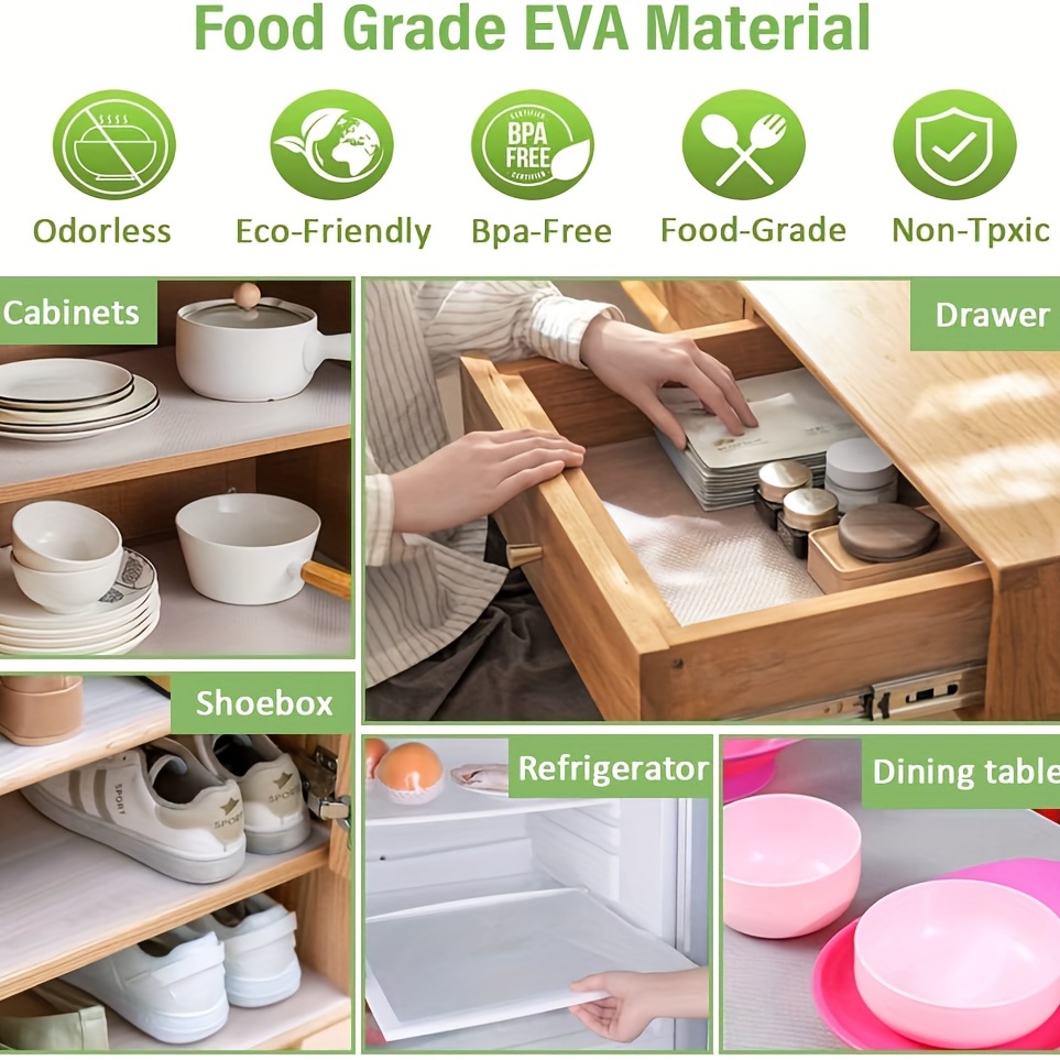 4pcs Pink Cuttable & Easy To Clean Drawer Liner, Eva Cabinet Mat For Drawer  Cabinet Insulation Cup Pad, Refrigerator Mat