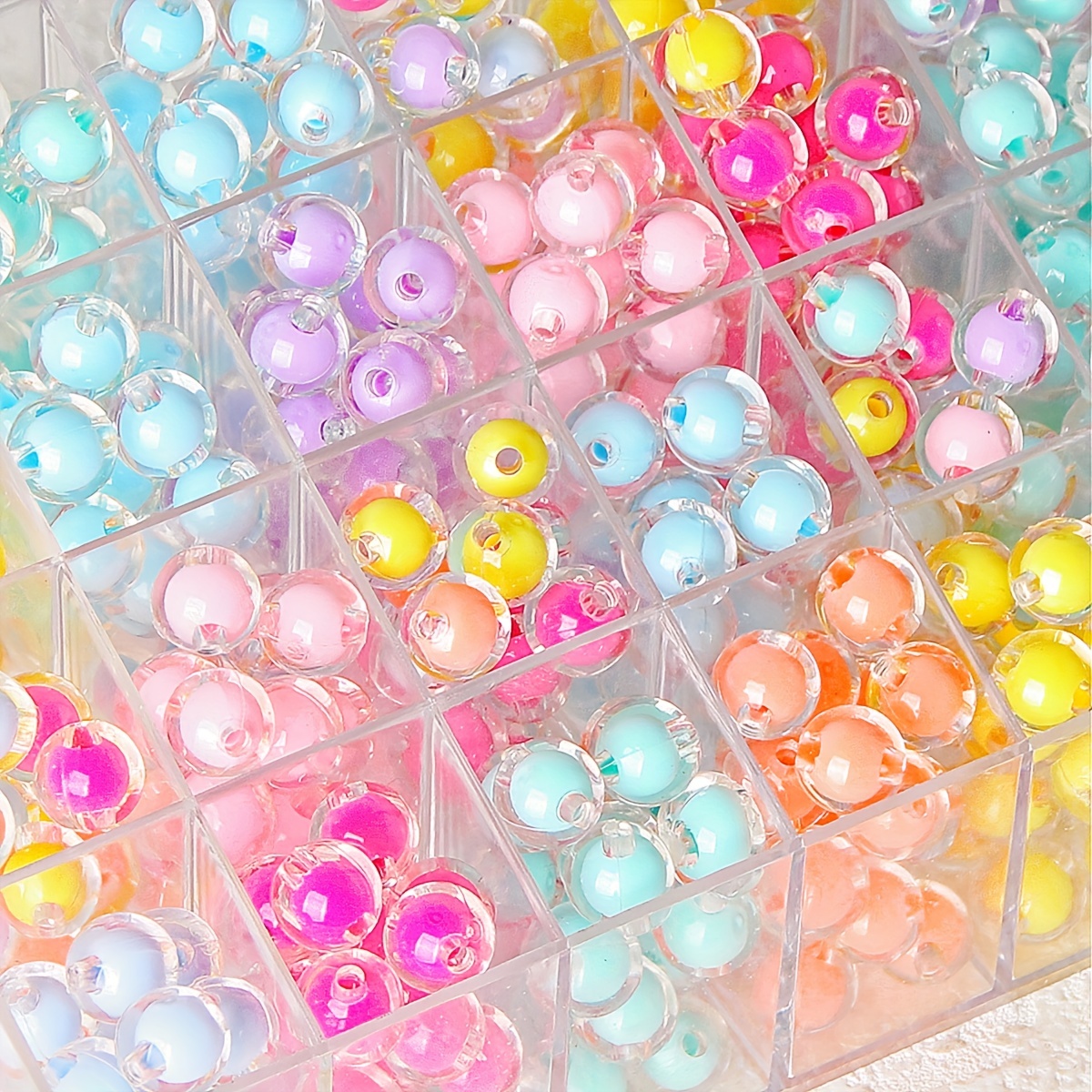 100pcs 8mm Acrylic Candy Colors Round Beads Mix Pastel Plastic Beads