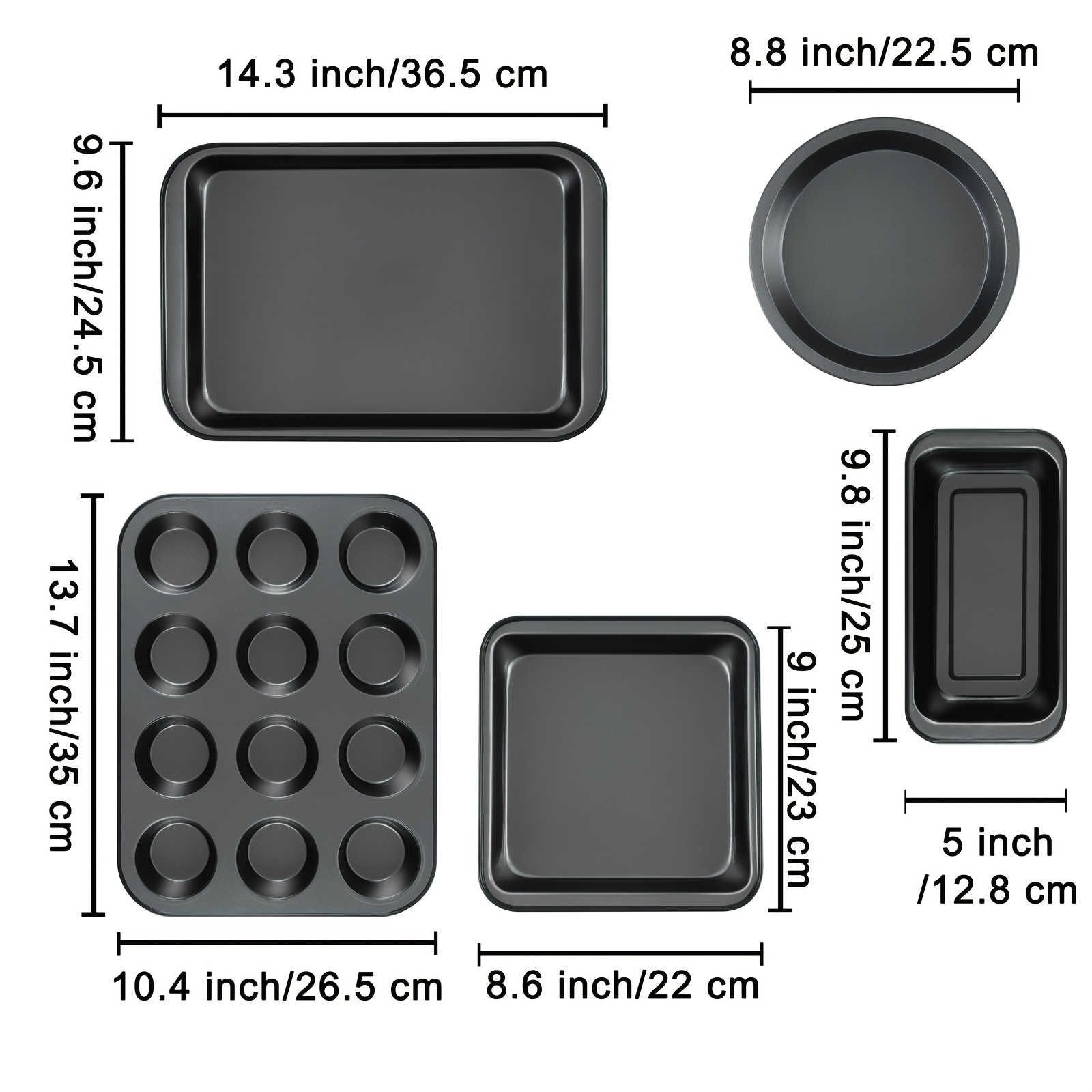 Nonstick Baking Pans Set, Bakeware Sets Including Round / Square Cake Pan,  Muffin Pan, Loaf Pan, Roast Pan, Baking Sheets For Oven Nonstick, Kitchen  Accessories - Temu