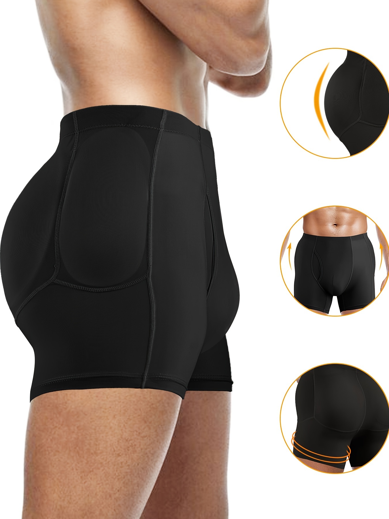 Men Padded Underwear Boxers Briefs Butt Lifter Hip Enhancer Shorts Shaper  Pants