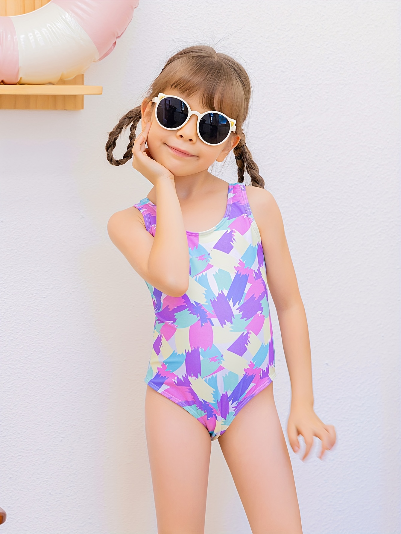 Maillot de bain 1 pièce à bretelles asymétriques pour fille