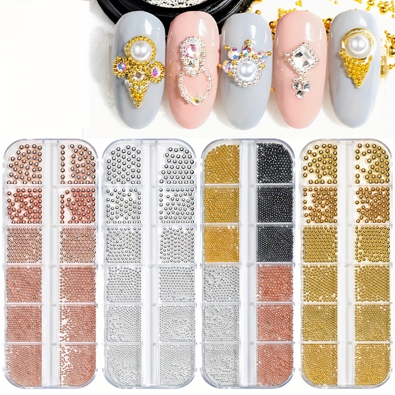 Nail Caviar Beads golden Silvery Rose Golden Black Nail Art - Temu Austria