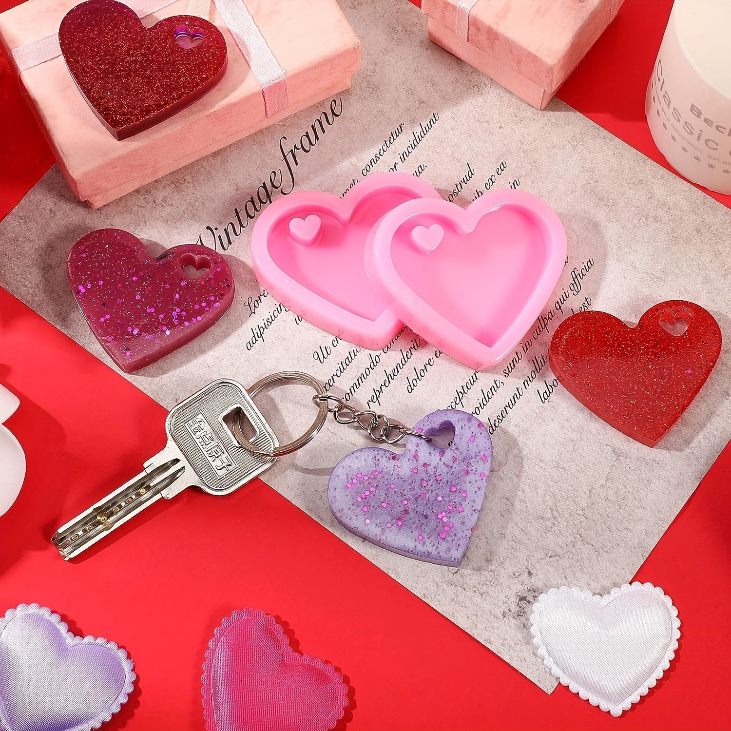 Mold Heart Molds Silicone Keychain Resin Pendant Casting Making Chocolate  Mould Jewelry Candy Soap Chain Key Shaped 
