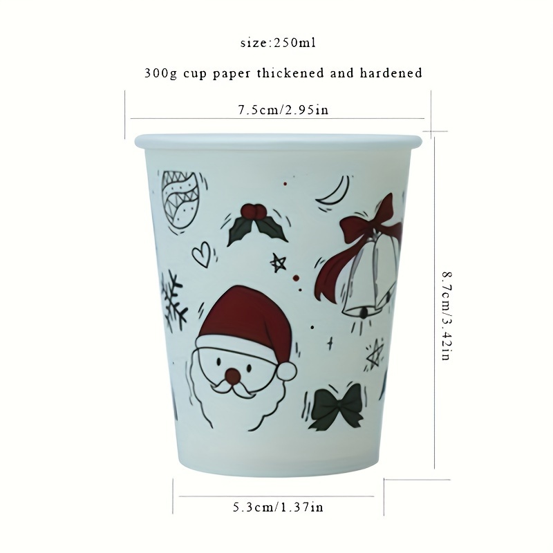 10pcs Christmas Themed Disposable Paper Cups With Santa Claus For Party  Decoration