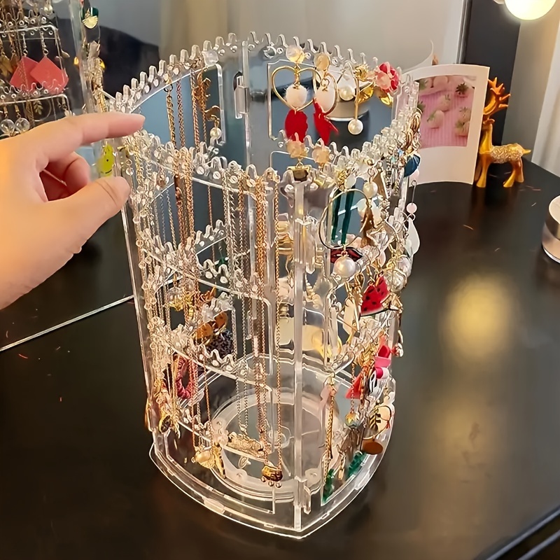 Rotating Hanging Jewelry Storage Rack Acrylic Jewelry - Temu Canada